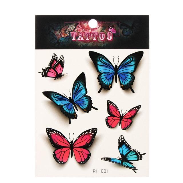 Waterproof Colorful Butterfly Temporary 3D Stickers Body Tattoos Various Styles For Womens - TaTTTy