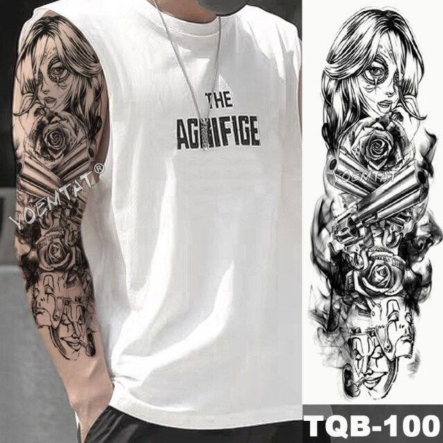 Large Tattoo Sleeve Arm Waterproof Temporary Sticker Tiger Fox For Arm Luxury Colorful Design - TaTTTy