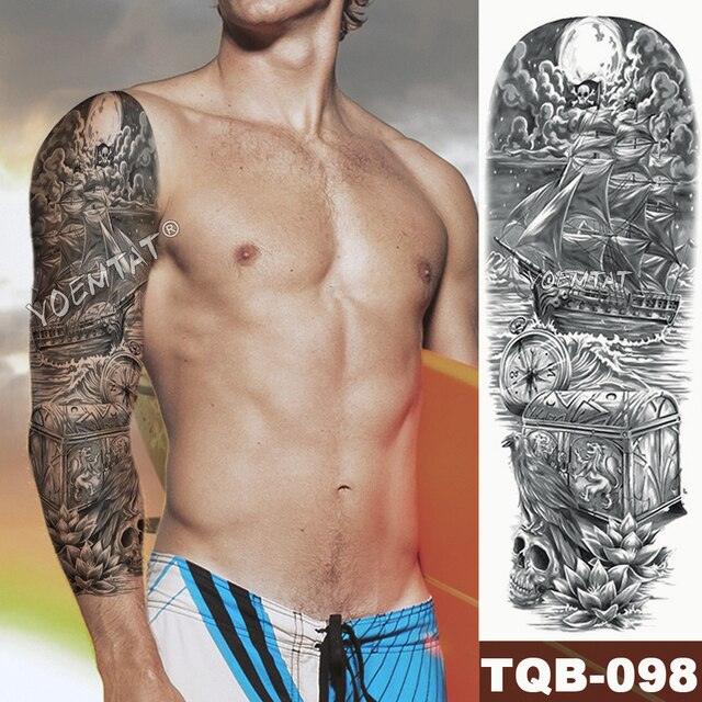 Large Tattoo Sleeve Arm Waterproof Temporary Sticker Tiger Fox For Arm Luxury Colorful Design - TaTTTy