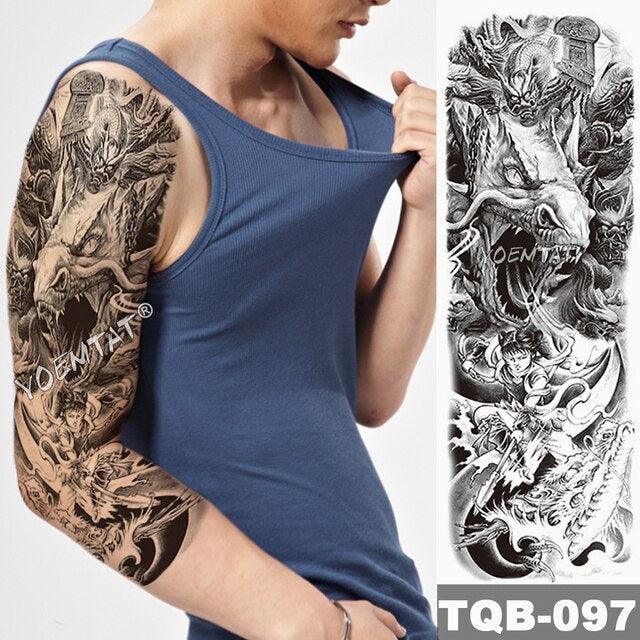 Large Tattoo Sleeve Arm Waterproof Temporary Sticker Tiger Fox For Arm Luxury Colorful Design - TaTTTy