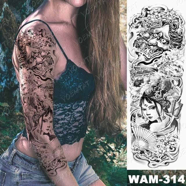 Large Tattoo Sleeve Arm Waterproof Temporary Sticker Tiger Fox For Arm Luxury Colorful Design - TaTTTy