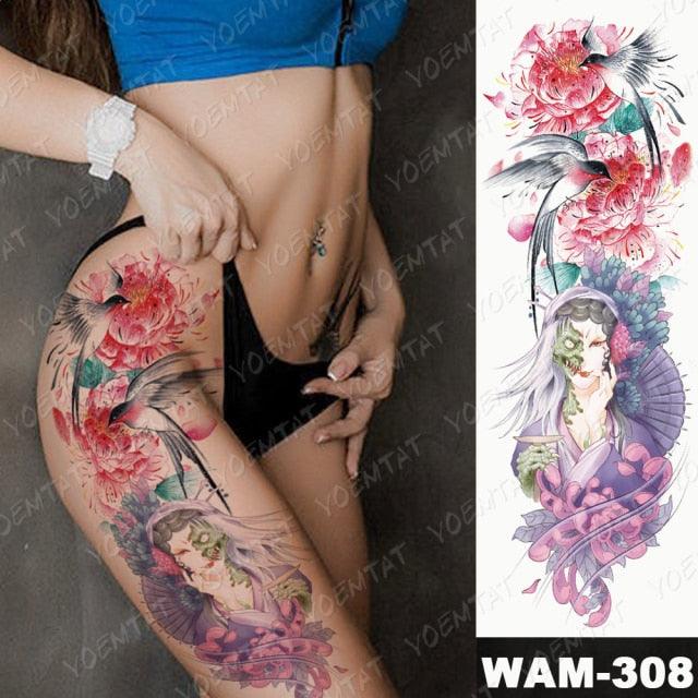 Large Tattoo Sleeve Arm Waterproof Temporary Sticker Tiger Fox For Arm Luxury Colorful Design - TaTTTy