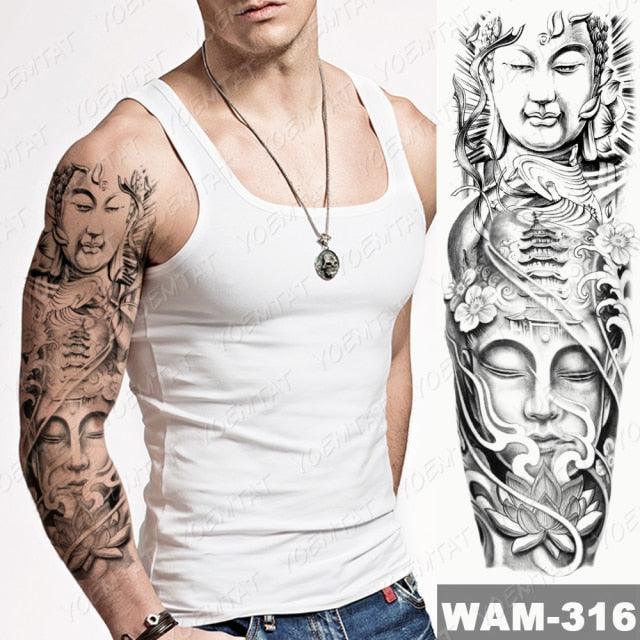 Large Tattoo Sleeve Arm Waterproof Temporary Sticker Tiger Fox For Arm Luxury Colorful Design - TaTTTy