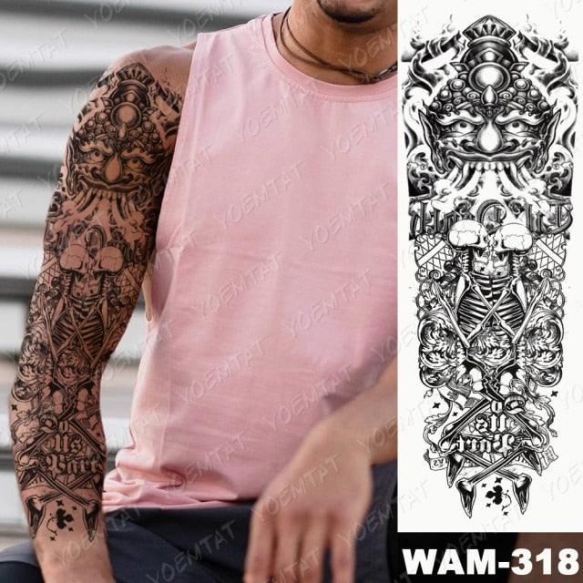 Large Tattoo Sleeve Arm Waterproof Temporary Sticker Tiger Fox For Arm Luxury Colorful Design - TaTTTy