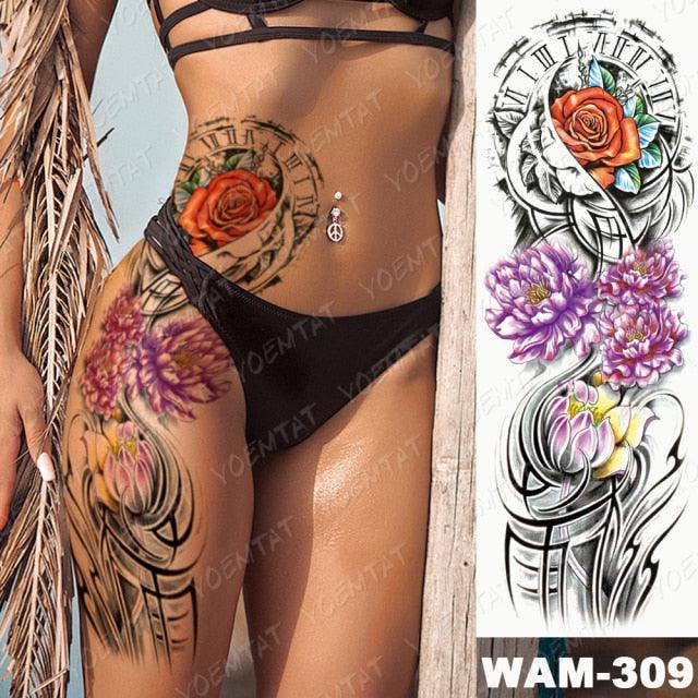 Large Tattoo Sleeve Arm Waterproof Temporary Sticker Tiger Fox For Arm Luxury Colorful Design - TaTTTy