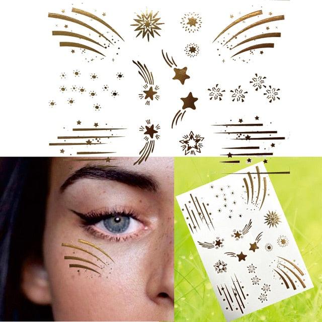 Luxury Flash Metallic Waterproof Temporary Tattoo Gold Silver Flower Tattoo Sticker Long Lasting Gold Design For Womens - TaTTTy