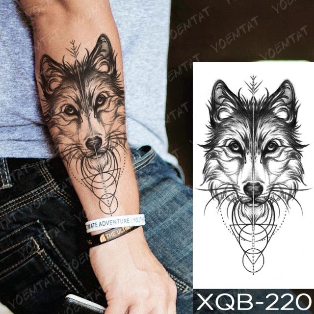 Elegant Black Waterproof Temporary Tattoo Sticker Lion Tiger Bear Flash Tattoos Leopard Wolf Colorful Big Tattoo Stickers For Mens Womens - TaTTTy