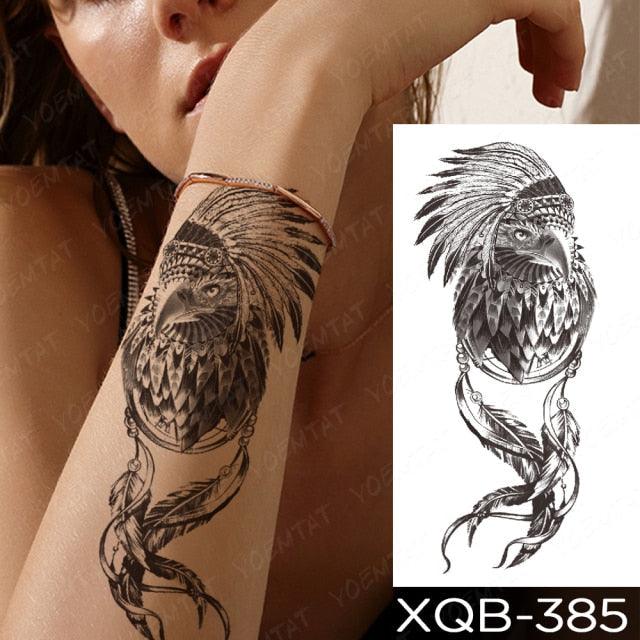 Elegant Black Waterproof Temporary Tattoo Sticker Lion Tiger Bear Flash Tattoos Leopard Wolf Colorful Big Tattoo Stickers For Mens Womens - TaTTTy