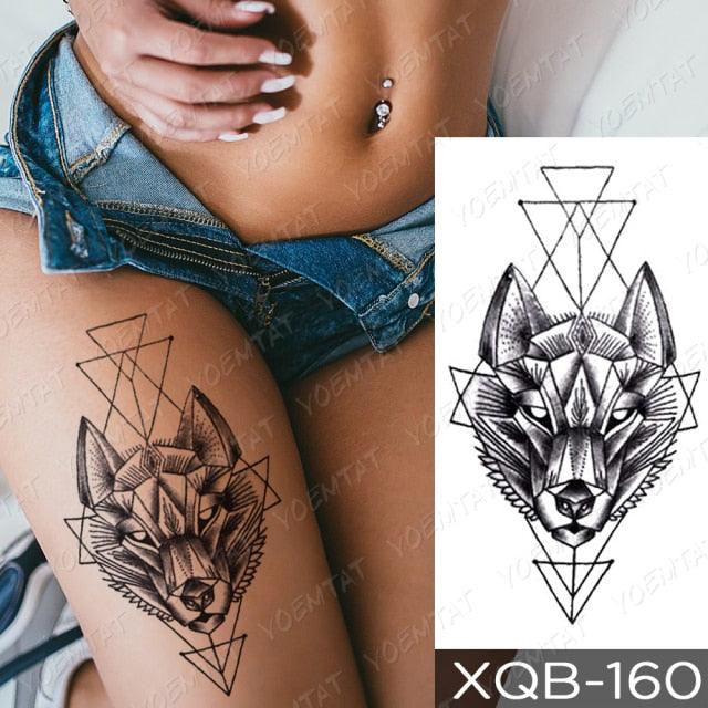 Elegant Black Waterproof Temporary Tattoo Sticker Lion Tiger Bear Flash Tattoos Leopard Wolf Colorful Big Tattoo Stickers For Mens Womens - TaTTTy