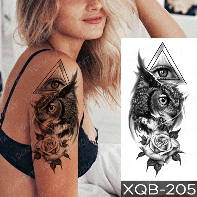 Elegant Black Waterproof Temporary Tattoo Sticker Lion Tiger Bear Flash Tattoos Leopard Wolf Colorful Big Tattoo Stickers For Mens Womens - TaTTTy