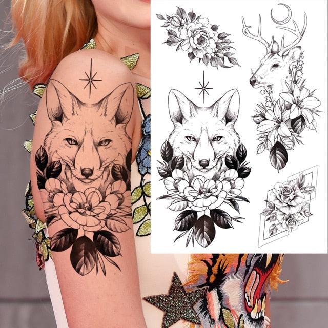 Realistic Big Flower Temporary Waterproof Sticker Tattoos For Body Painting Arm Legs Fake Black Rose Tattoos For Womens - TaTTTy