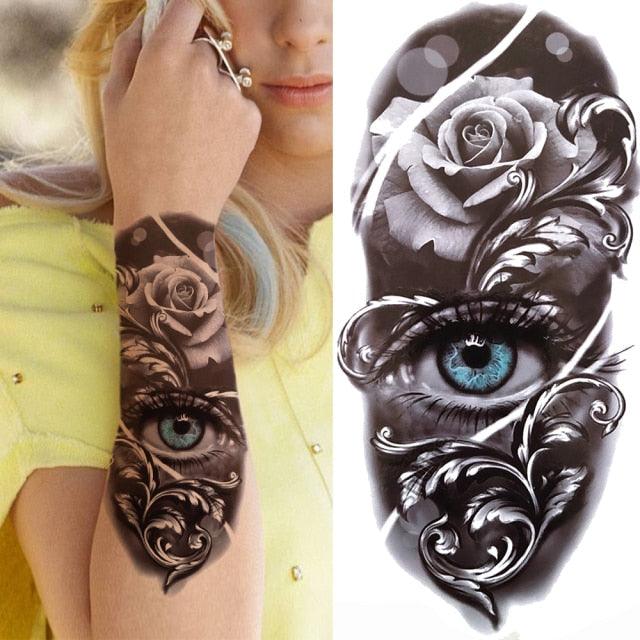 Luxury Black Forest Tiger Wolf Tattoo Sticker Temporary Tattoo Animals Colorful Big Tattoo Stickers For Mens Womens - TaTTTy