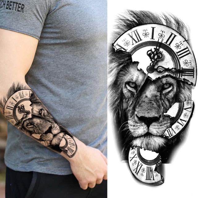 Luxury Black Forest Tiger Wolf Tattoo Sticker Temporary Tattoo Animals Colorful Big Tattoo Stickers For Mens Womens - TaTTTy