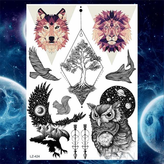 Luxury Colorful Flower Lavender Waterproof Temporary Tattoos Animals Arm Chest Tattoo Stickers Elegant Summer Style For Womens Mens - TaTTTy