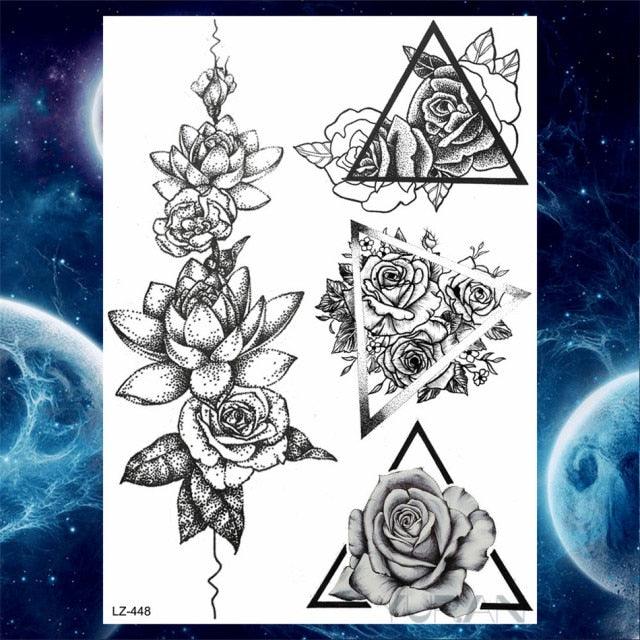 Luxury Colorful Flower Lavender Waterproof Temporary Tattoos Animals Arm Chest Tattoo Stickers Elegant Summer Style For Womens Mens - TaTTTy