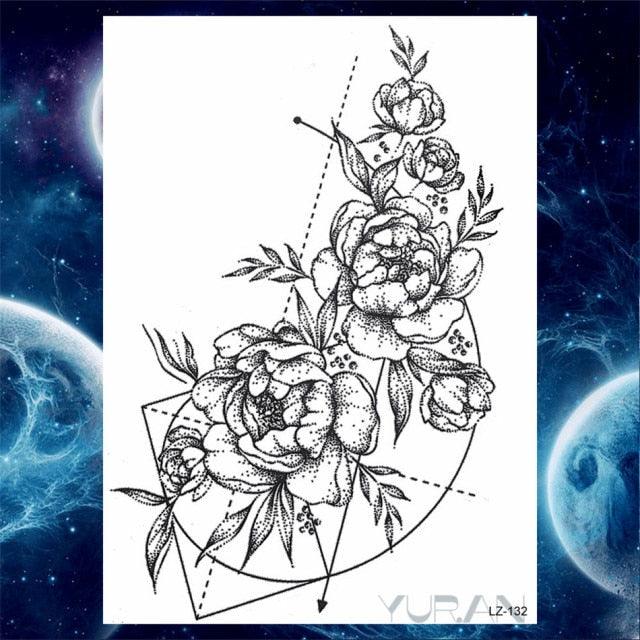 Luxury Colorful Flower Lavender Waterproof Temporary Tattoos Animals Arm Chest Tattoo Stickers Elegant Summer Style For Womens Mens - TaTTTy