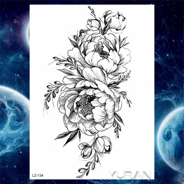 Luxury Colorful Flower Lavender Waterproof Temporary Tattoos Animals Arm Chest Tattoo Stickers Elegant Summer Style For Womens Mens - TaTTTy