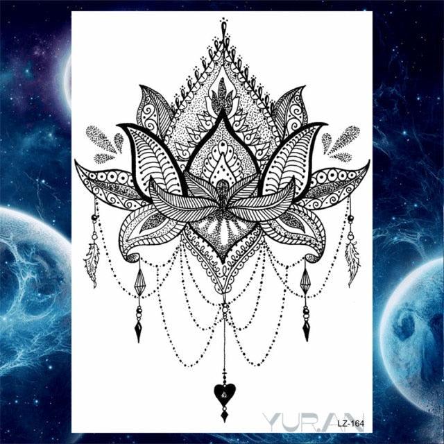 Luxury Colorful Flower Lavender Waterproof Temporary Tattoos Animals Arm Chest Tattoo Stickers Elegant Summer Style For Womens Mens - TaTTTy