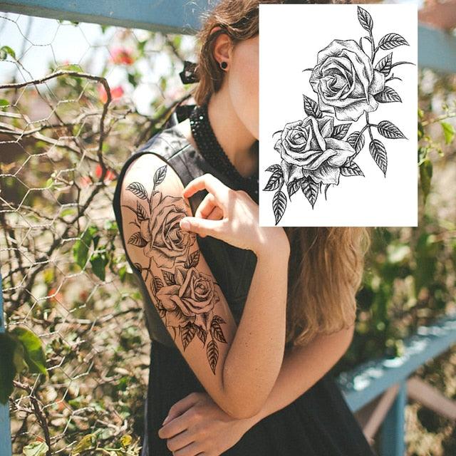Realistic Tattoos Temporary Womens Flower Sticker Tattoos Waterproof Women Body Art Fake Legs Tattoo Stickers - TaTTTy