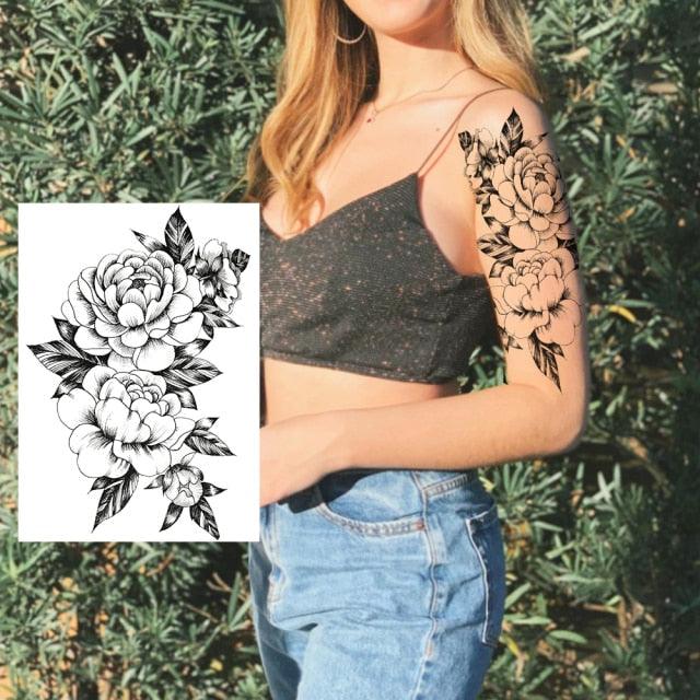 Realistic Tattoos Temporary Womens Flower Sticker Tattoos Waterproof Women Body Art Fake Legs Tattoo Stickers - TaTTTy