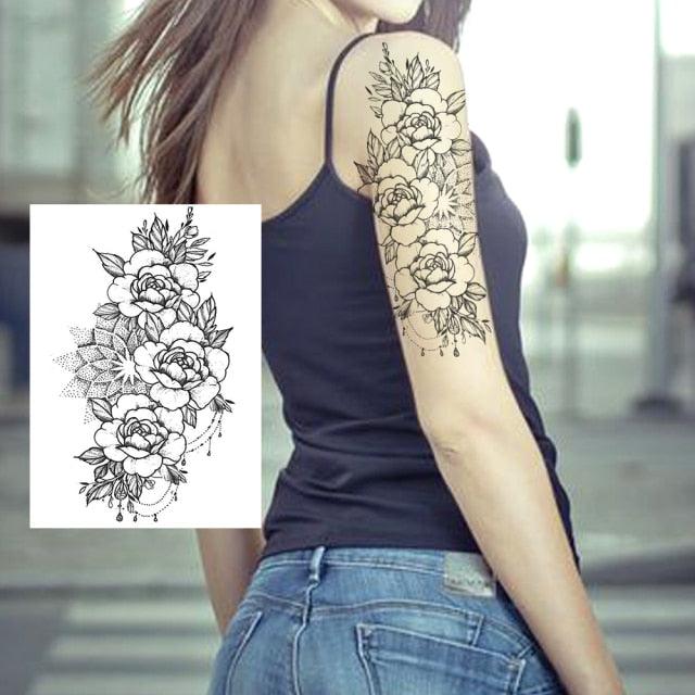Realistic Tattoos Temporary Womens Flower Sticker Tattoos Waterproof Women Body Art Fake Legs Tattoo Stickers - TaTTTy