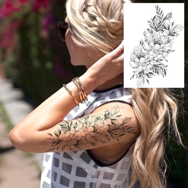 Realistic Tattoos Temporary Womens Flower Sticker Tattoos Waterproof Women Body Art Fake Legs Tattoo Stickers - TaTTTy