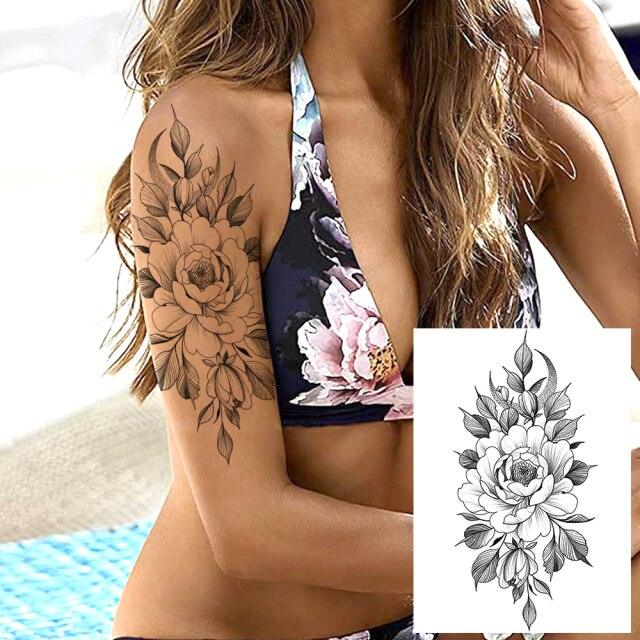 Realistic Tattoos Temporary Womens Flower Sticker Tattoos Waterproof Women Body Art Fake Legs Tattoo Stickers - TaTTTy