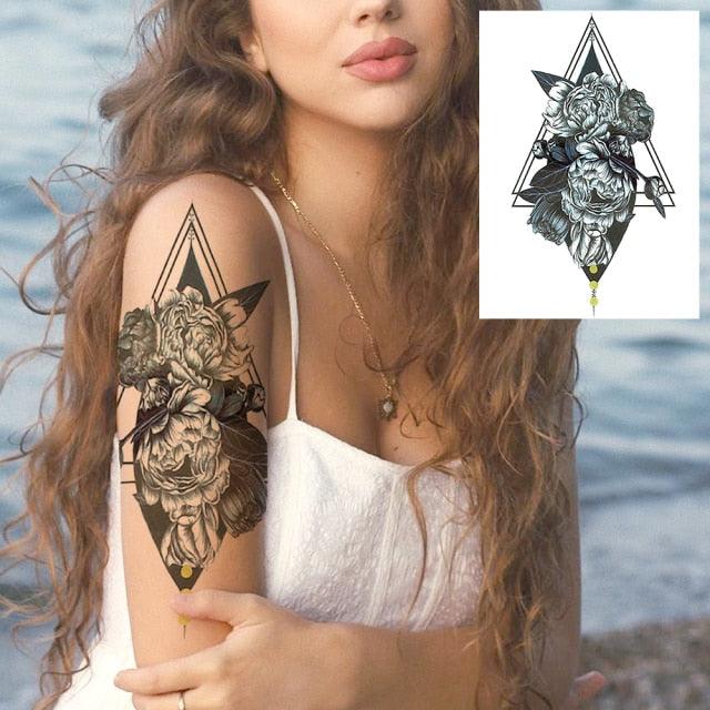 Realistic Tattoos Temporary Womens Flower Sticker Tattoos Waterproof Women Body Art Fake Legs Tattoo Stickers - TaTTTy