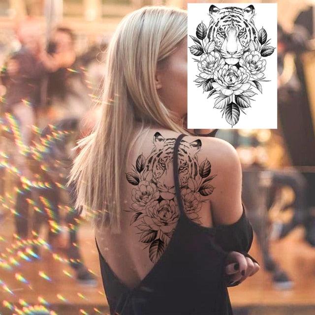 Realistic Tattoos Temporary Womens Flower Sticker Tattoos Waterproof Women Body Art Fake Legs Tattoo Stickers - TaTTTy
