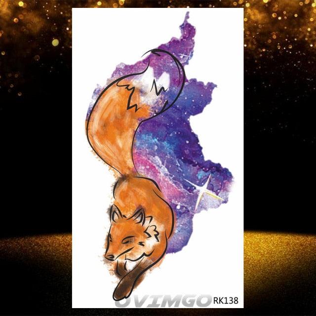 Elegant Animal Waterproof Temporary Tattoos Sticker Astronaut Fake Tattoo Planets Star Space Modern Colorful Realistic Design For Womens - TaTTTy