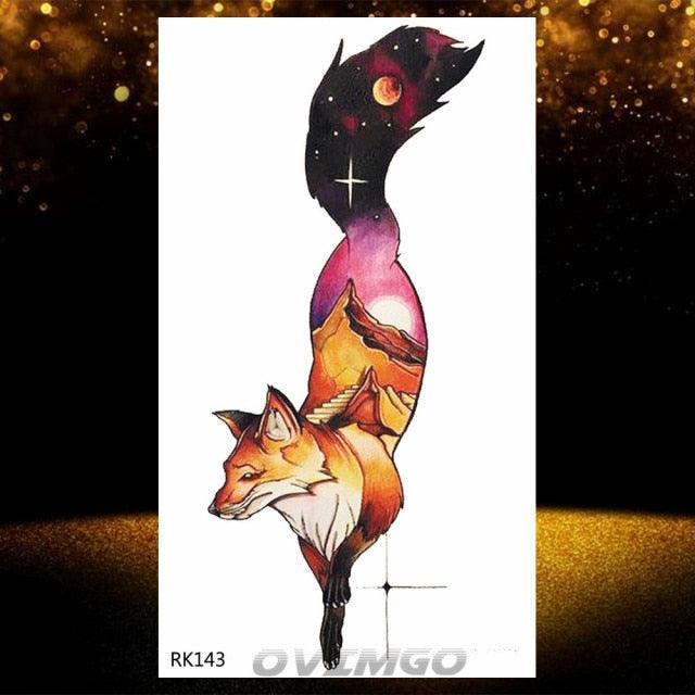 Elegant Animal Waterproof Temporary Tattoos Sticker Astronaut Fake Tattoo Planets Star Space Modern Colorful Realistic Design For Womens - TaTTTy