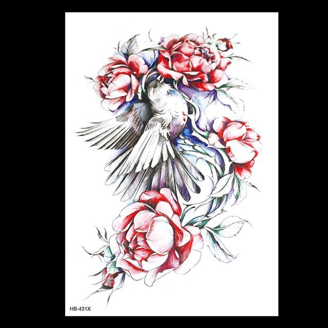 49 Sheets Waterproof Temporary Black Sketches Flowers Tattoo Stickers Flower Rose Tattoos For Women Adults - TaTTTy