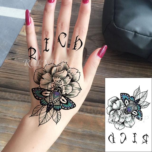 Waterproof Womens Temporary Sticker Tattoo Flower Rose Realistic Sketches For Arm Hand - TaTTTy
