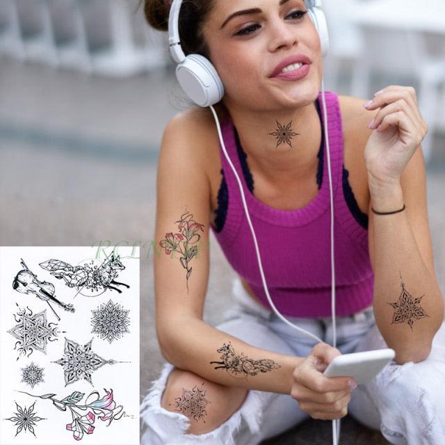 57 Sheets Temporary Tattoo Stickers Set Waterproof Temporary Tattoo Waist Arm Modern Stylish Big Black Tattoos For Womens Mens - TaTTTy