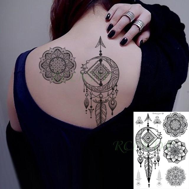 57 Sheets Temporary Tattoo Stickers Set Waterproof Temporary Tattoo Waist Arm Modern Stylish Big Black Tattoos For Womens Mens - TaTTTy
