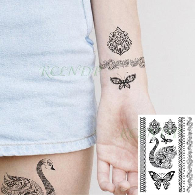 57 Sheets Temporary Tattoo Stickers Set Waterproof Temporary Tattoo Waist Arm Modern Stylish Big Black Tattoos For Womens Mens - TaTTTy