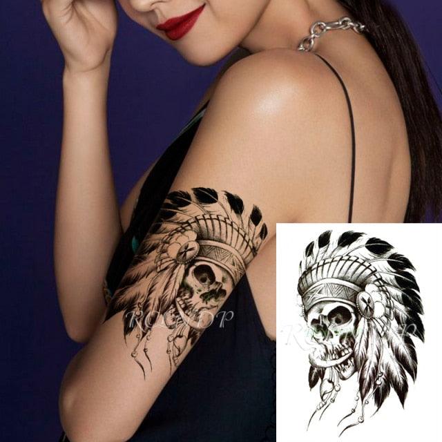 57 Sheets Temporary Tattoo Stickers Set Waterproof Temporary Tattoo Waist Arm Modern Stylish Big Black Tattoos For Womens Mens - TaTTTy