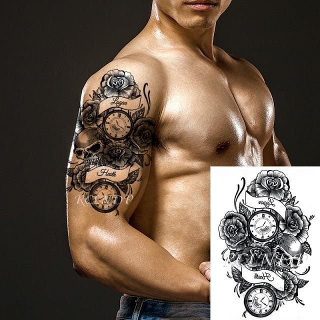 57 Sheets Temporary Tattoo Stickers Set Waterproof Temporary Tattoo Waist Arm Modern Stylish Big Black Tattoos For Womens Mens - TaTTTy