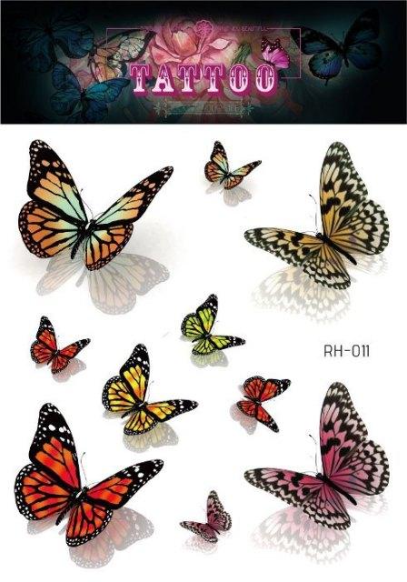1 Pc Butterfly 3D Temporary Tattoo 52 Style Waterproof Butterfly Tattoos Stickers Temporary Colorful Design For Womens - TaTTTy