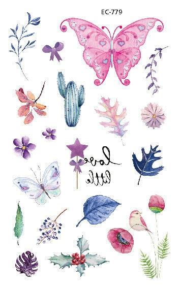 1 Pc Butterfly 3D Temporary Tattoo 52 Style Waterproof Butterfly Tattoos Stickers Temporary Colorful Design For Womens - TaTTTy