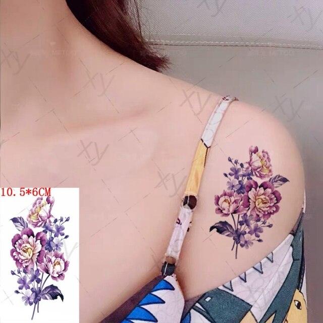 Waterproof Temporary Tattoo Lavender Stickers Butterfly Flower Luxury Small Tattoo For Body Arm - TaTTTy