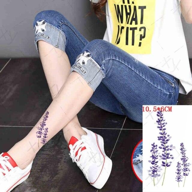 Waterproof Temporary Tattoo Lavender Stickers Butterfly Flower Luxury Small Tattoo For Body Arm - TaTTTy