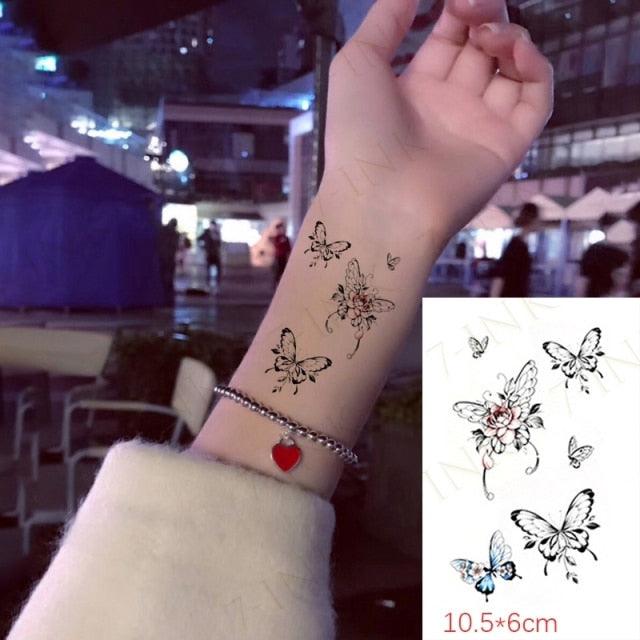 Waterproof Temporary Tattoo Lavender Stickers Butterfly Flower Luxury Small Tattoo For Body Arm - TaTTTy