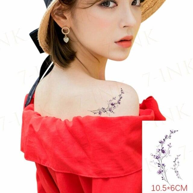 Waterproof Temporary Tattoo Lavender Stickers Butterfly Flower Luxury Small Tattoo For Body Arm - TaTTTy