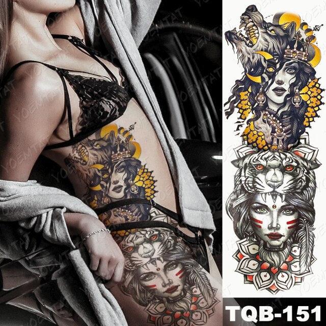 Full Women Man Realistic Waterproof Temporary Tattoo Tiger Stickers Luxury Big Design For Arm Thigh - TaTTTy