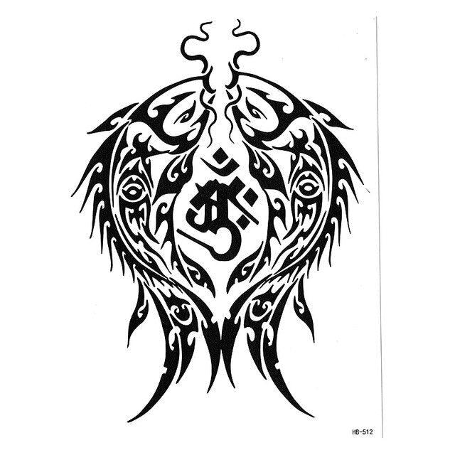 Elegant Temporary Waterproof Tattoos Big Tribal Sticker Black Large Body Art Makeup Fake Tattoo For Mens Womens - TaTTTy