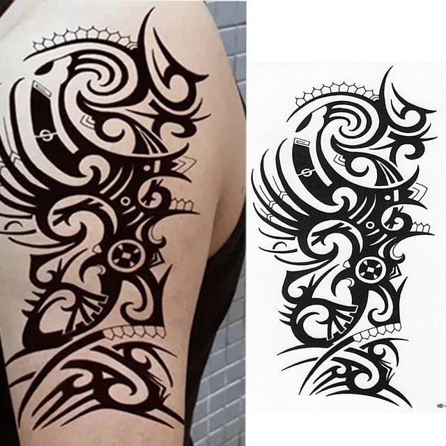 Elegant Temporary Waterproof Tattoos Big Tribal Sticker Black Large Body Art Makeup Fake Tattoo For Mens Womens - TaTTTy