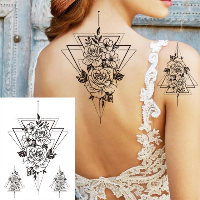 Realistic Big Flower Temporary Waterproof Sticker Tattoos For Body Painting Arm Legs Fake Black Rose Tattoos For Womens - TaTTTy