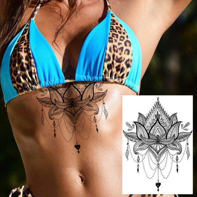 Realistic Big Flower Temporary Waterproof Sticker Tattoos For Body Painting Arm Legs Fake Black Rose Tattoos For Womens - TaTTTy