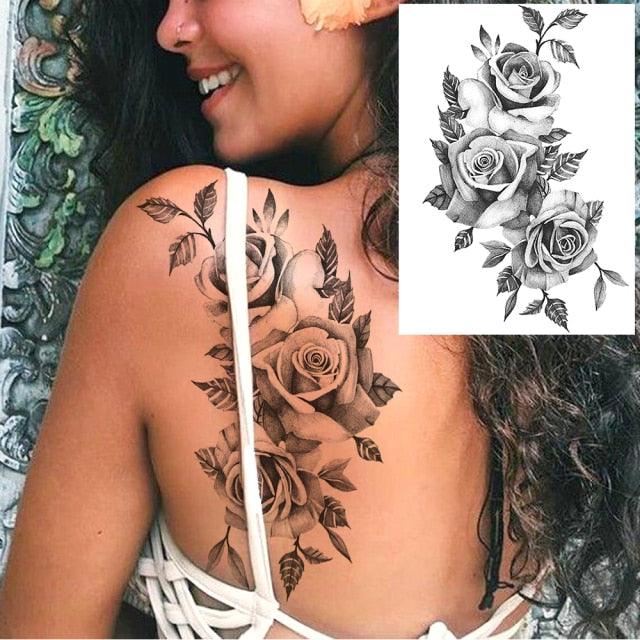 Realistic Tattoos Temporary Womens Flower Sticker Tattoos Waterproof Women Body Art Fake Legs Tattoo Stickers - TaTTTy